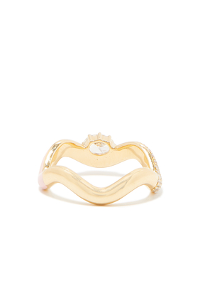 Chunky Wave Ring, 18K Yellow Gold & Diamonds